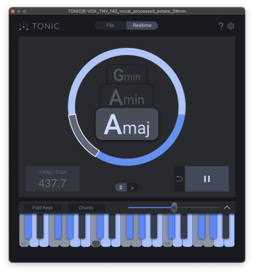 Screenshot of TONIC key detection plugin