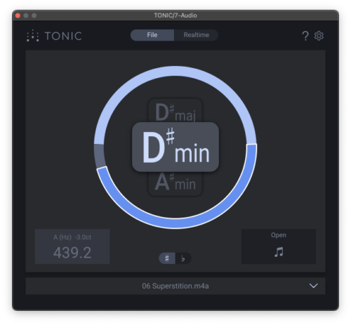 Screenshot of TONIC key detection plugin