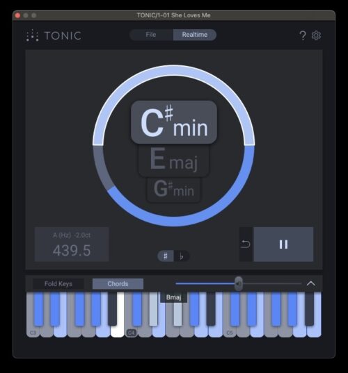 Screenshot of TONIC key and scale detection plugin