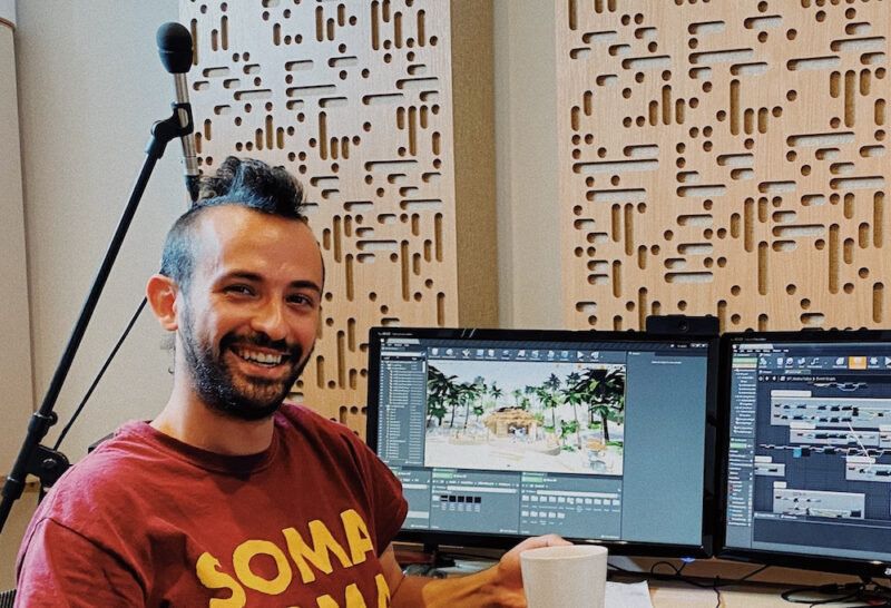 Photo of Giorgio Cortiana implementing audio in a studio