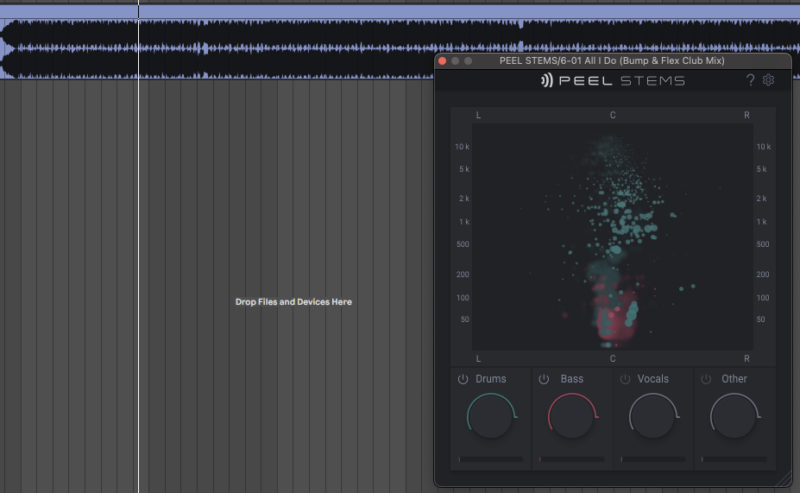 Screenshot of stem separation with PEEL STEMS plugin