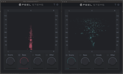 Two instances of PEEL STEMS isolating bass and drums