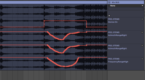Screenshot showing zplane PEEL STEMS automation