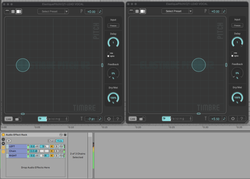 Screenshot of two instances of ELASTIQUE PITCH V2