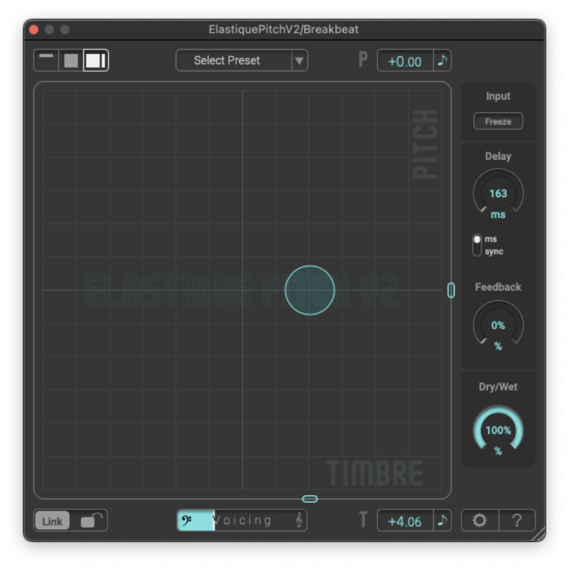 Screenshot of ELASTIQUE PITCH V2 real time pitch shifting plugin