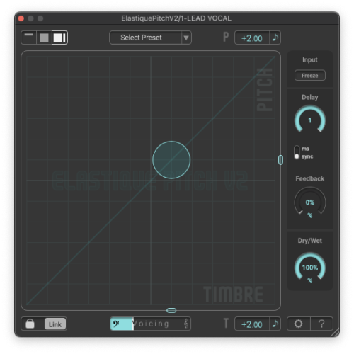 Screenshot of ELASTIQUE PITCH V2 real time pitch shifting plugin