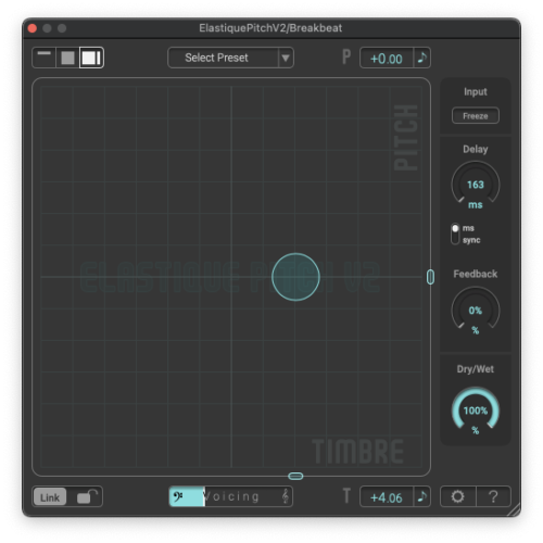 Screenshot of ELASTIQUE PITCH V2 real time pitch shifting plugin