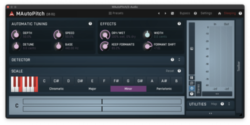 Screenshot of the Melda Production MAutoPitch real time pitch shifting plugin