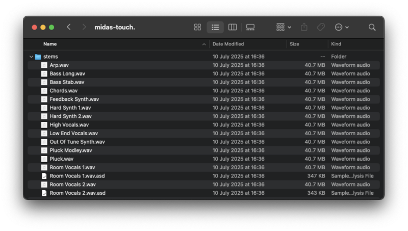 WAVS sound resource sample stems