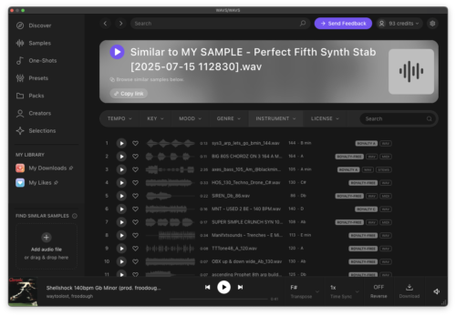 WAVS sound resource sample subscription service AI similar sample finder