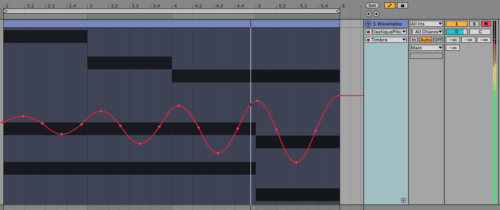 Screenshot of ELASTIQUE PITCH V2 applying TIMBRE modulation in Ableton Live DAW