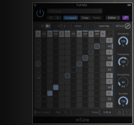 Screenshot of zplane RETUNE plugin