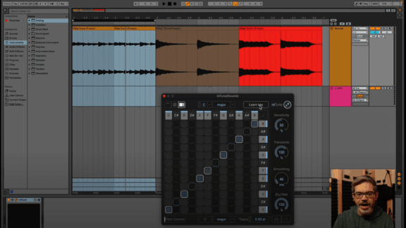 Screenshot showing zplane RETUNE in Ableton Live DAW