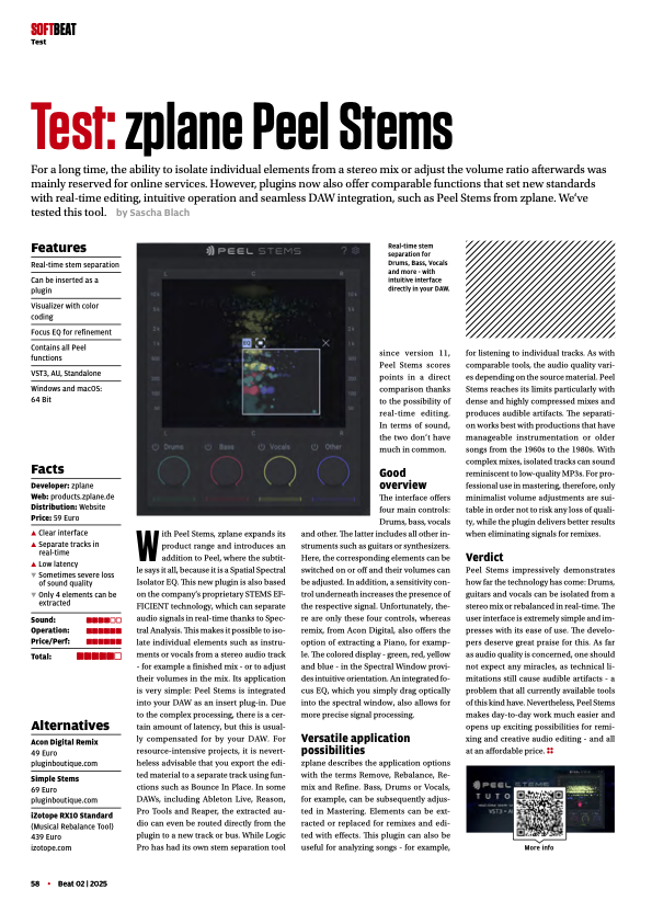 Image of Beat review of zplane PEEL STEMS in English