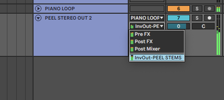 Routing zplane PEEL STEMS' second stereo output to a new audio channel in the Ableton Live DAW