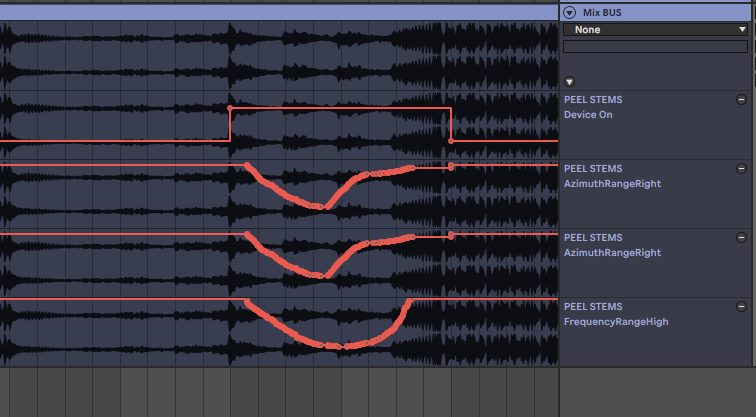 Applying automation to PEEL STEMS' focus frame in the Ableton Live DAW