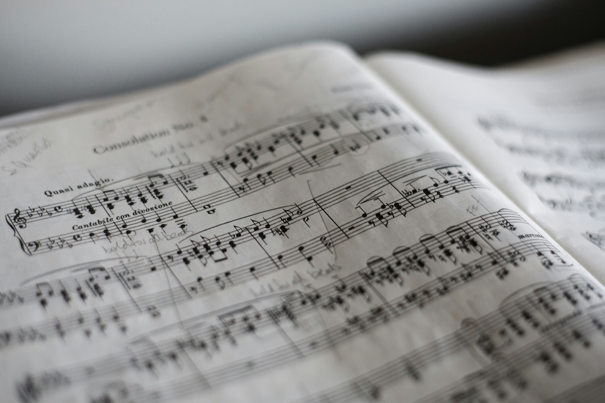 ZP016_music_theory_sheet_header A book of sheet music depicting music theory